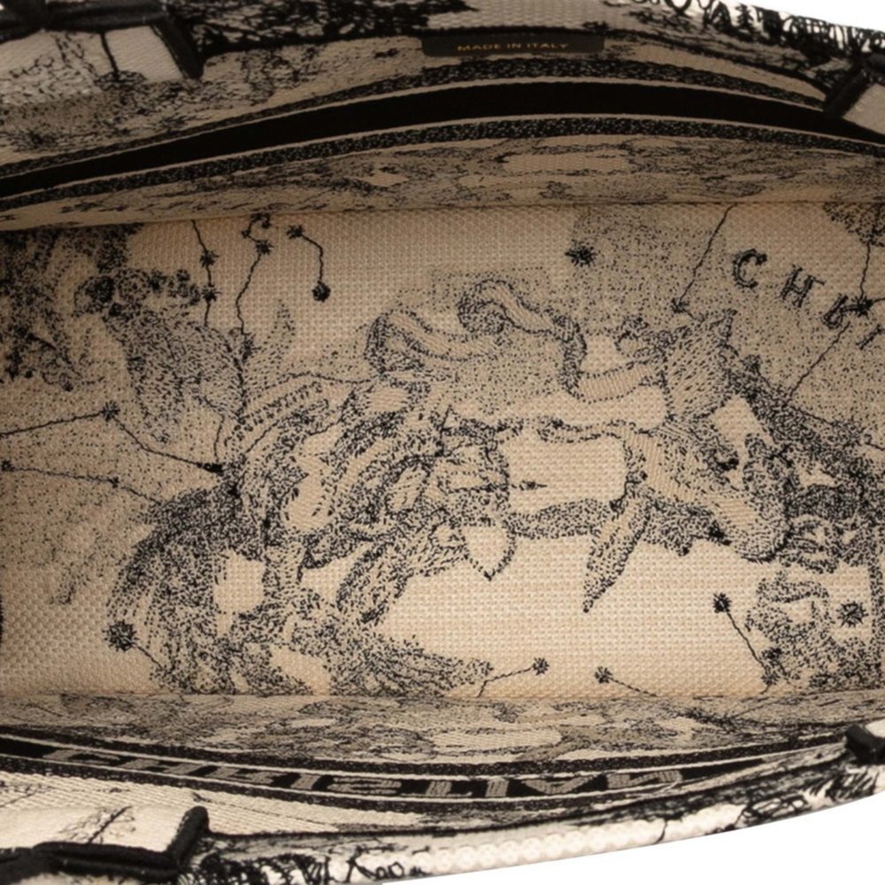 Christian Dior Dior Book Tote Medium Zodiac Embroidery Bag Beige Black Canvas... - Picture 4 of 6